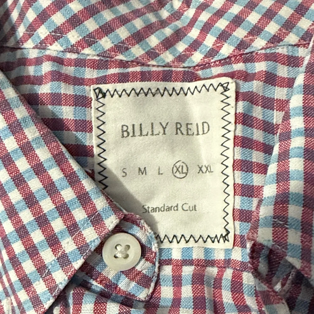 Billy Reid Red and Blue Checkered Casual Shirt - Picture 3 of 7